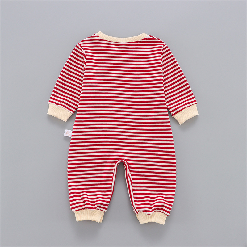 Baby and toddler clothing outdoor pure cotton smiling striped jumpsuit