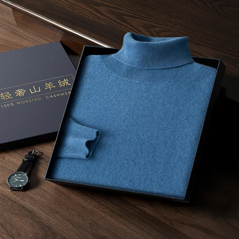 Choose Mens Turtle Neck Cashmere 100% Knitted Sweater Basic Solid Intelligent Leisure Jumping Top Autumn Winter 241115