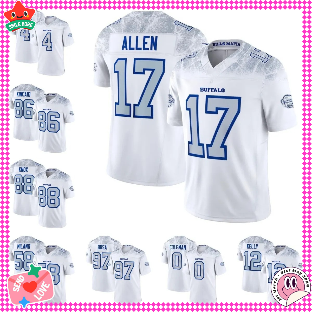 NFL Bills Josh Allen James Cook III Keon Coleman Joey Bosa Matt Milano Dalton Kincaid Jim Kelly Dawson Knox 2025 Rivalries Collection Limited Jersey