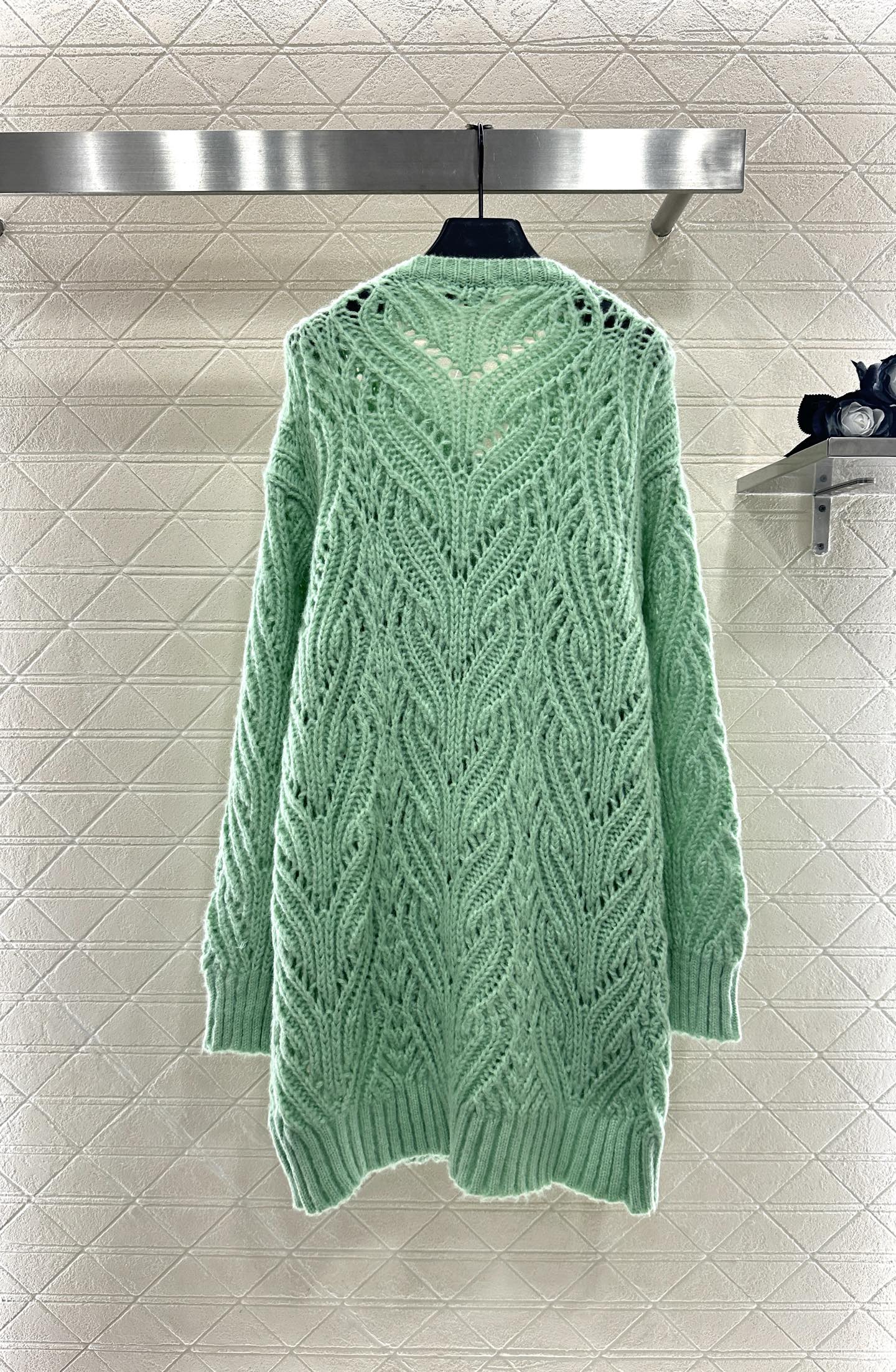 Chan New Lady Bow Tie Hollow Out Knitted Sweater Dress High Quality Designer Long Sleeve V-Neck Sweater Women 2025 Tops Clothes Paris Runway Long Outw