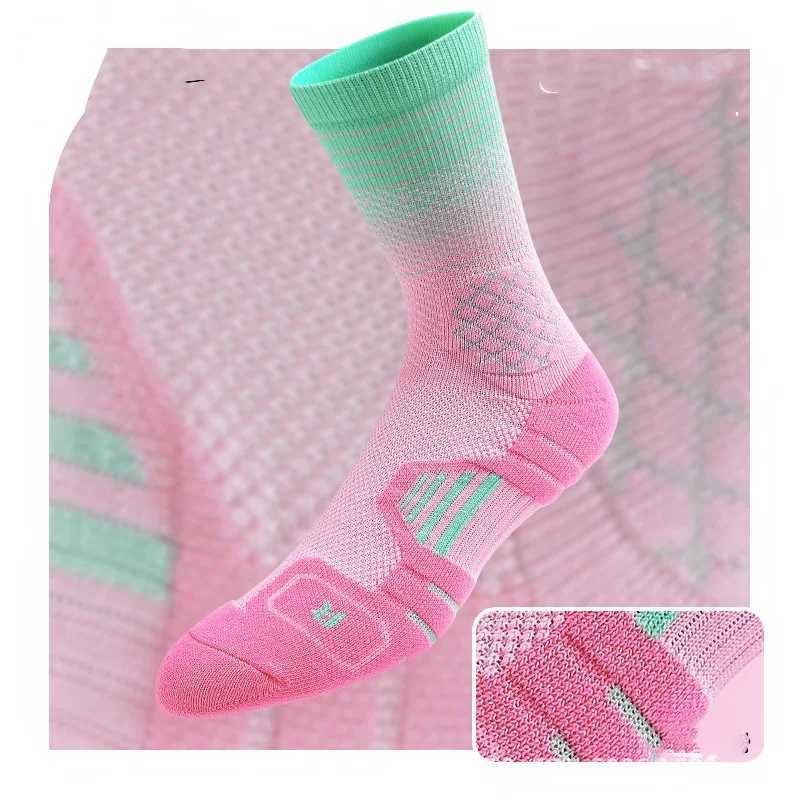 Gradient basketball socks for men and women professional actual combat towel bottom thickened medium long tube sports running soW251011