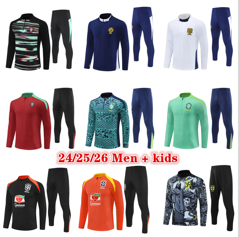 2025 2026 Ronaldo soccer tracksuit Portugal training suit Men and kids Brasil 25 26 brazilS football tracksuits jogging kits Survetement Foot chandal futbol tuta