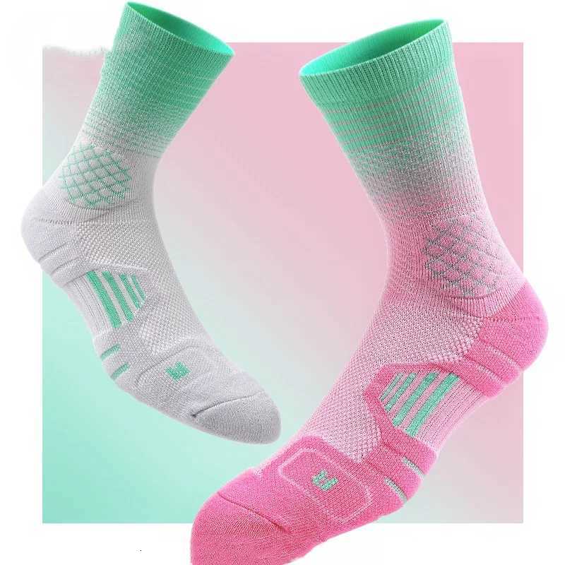 Gradient basketball socks for men and women professional actual combat towel bottom thickened medium long tube sports running soW251011