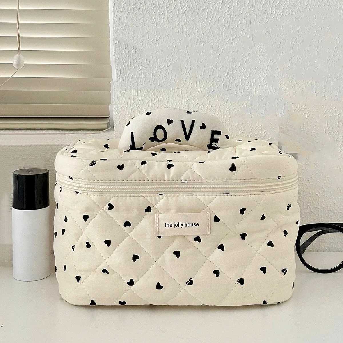 Cute Quilting Cott Makeup Bag Wen Zipper Cosmetic Organizer Fem Handbag Box Cloth Portable Toiletry Case for Girls D251011