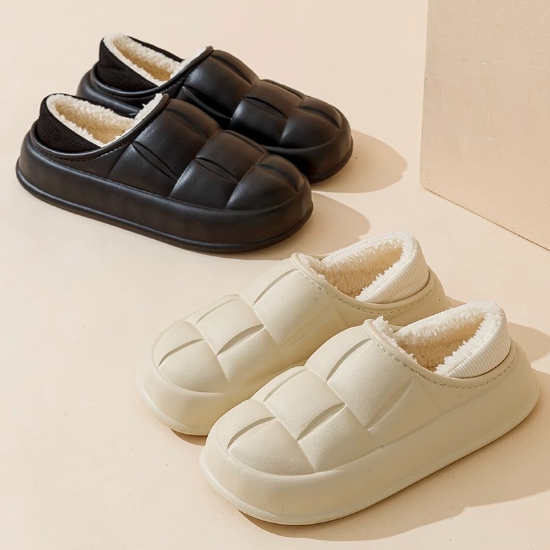 Neutral EVA slippers indoor sandals warm home shoes solid color waterproof soft thick sole fun womens dual-use 240914