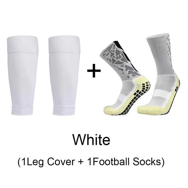 2 Pairs AntiSlip Silicone Bottom Football Socks and Sports Leg Sleeves Set Men Women Breathable Soccer Cycling Sports SocksW251011