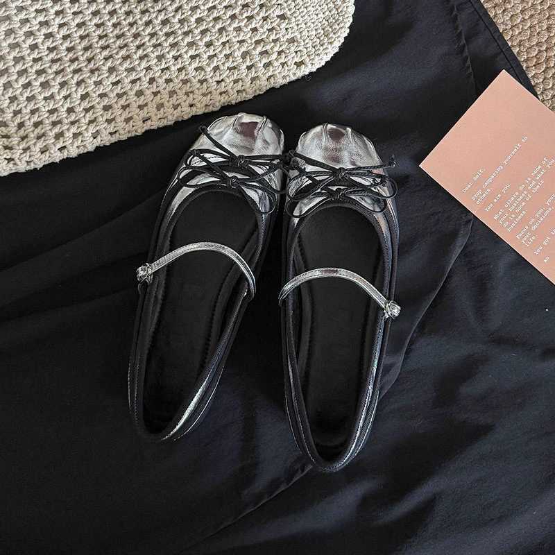 Round Toe Bow One Buckle Strap Mary Jane Shoes Women 2025 New Flat Single ShoesXJ251011