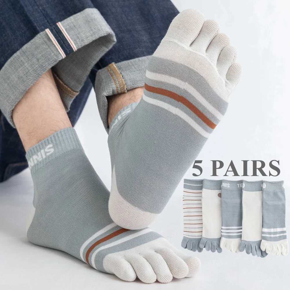5 Pairs Men Toe Socks with Separate Fingers Spring Summer Slipper Ankle Socks High Quality Cotton Five Finger Socks SportsW251011