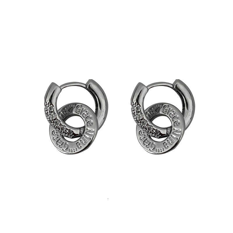 Earrings Designer Hoop Luxury jewelry for Women Double rings earring Zircon inlay copper plated with silver Simple Fashion Festival vacation Ear Jewel