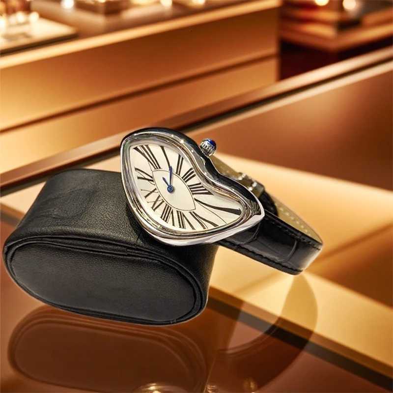Medieval Retr Watches Alien Watches Melt And Twist Y2k Ladies Men Leather Strap Advanced Quartz Watch Irregular Case Leather Y251011