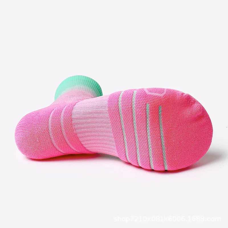 Gradient basketball socks for men and women professional actual combat towel bottom thickened medium long tube sports running soW251011