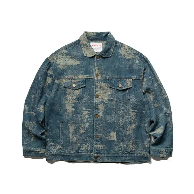 Leisure Heavy Industry high quality worn to make old retro hundred match plankton handsome mens denim work jacket 250207
