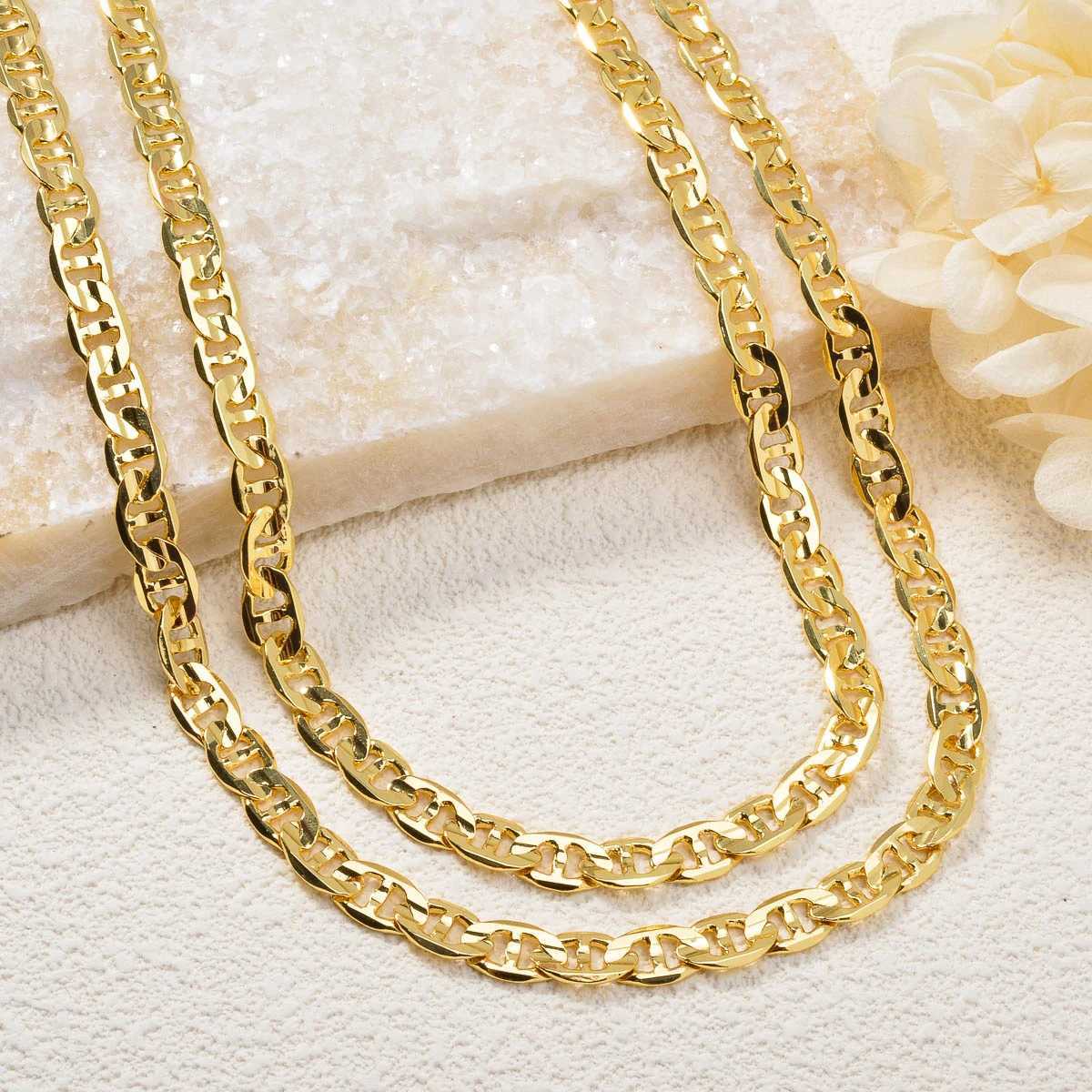 Punk Thick Chain Necklace Gifts Trendy Luxury Italy 750 18k Gold Plated Copper Link Women Dubai Jewelry Man Neck Party Gift Z251011