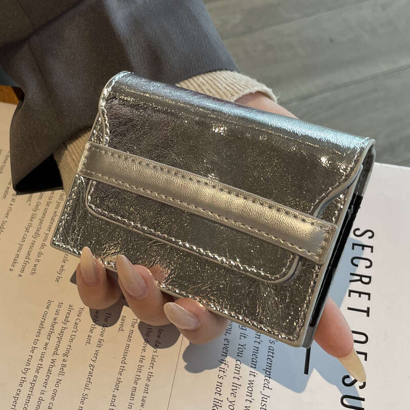 Genuine Leather Women's First Layer Cowhide Large Capacity Multi-Card Slot Silver Ins Case New Fashion Simple Card Holder