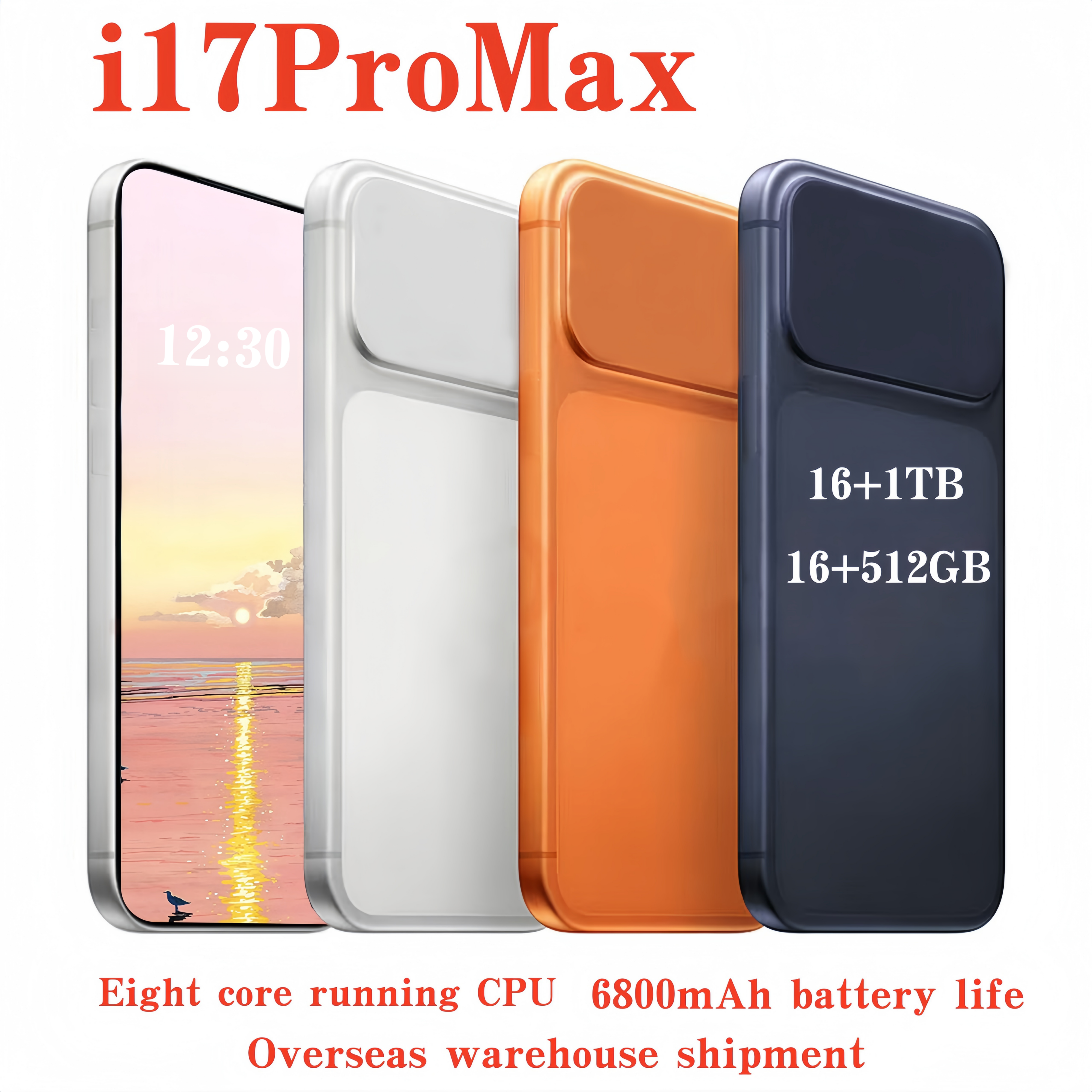 i17 i16 Pro Max 2TB Smartphone 5G with Face ID 20MP Camera Global Model English Version16GB+ 1TB StorageFull HD Display Dual SIM GPS
