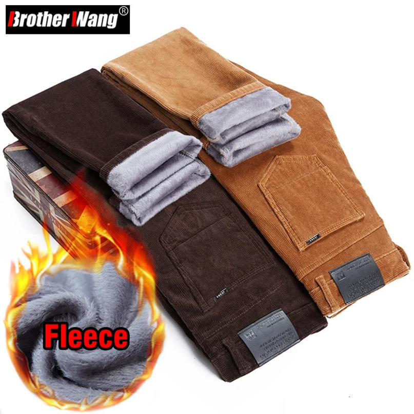 4 colors of winter mens warm casual pants classic style wool thickened Corduroy Business Trouser clothing 241115