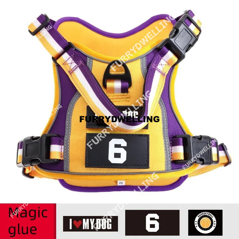 Basketball Style Dog Harness Pull Dwe74 2 Leash Clips, Adjustable Soft Padded, Reflective Oxford No Choke Pet Vest With Easy Control Handle For Large Dogs XL B95