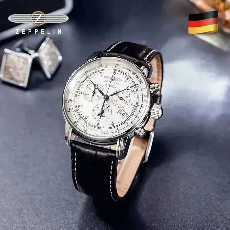 New Zeppelin Automatic Date Wristwatch Threeeye Run Seconds Multifunctional Timing Business Leisure Quartz Mens Watch D251011