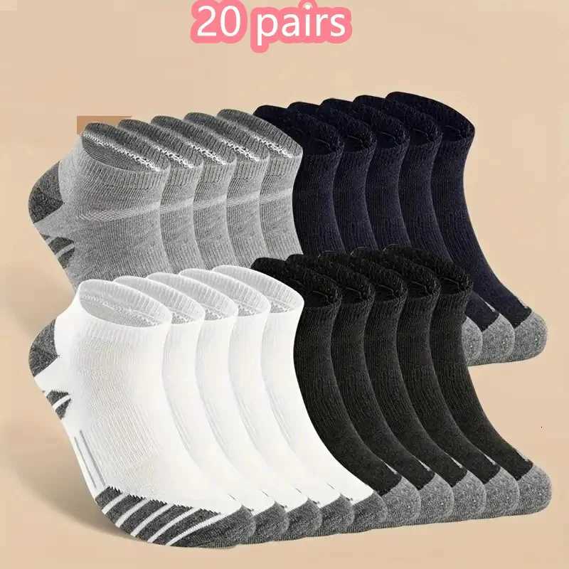 5Pairs Ankle Athletic Running Socks Cushioned Cotton Breathable Low Cut Sports Tab Socks For Men And WomenW251011