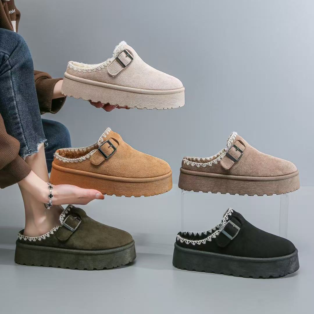 Chic Womens Winter Footwear: Warmth Enhanced by Soft Fleece and Durable Thicker Cotton Construction