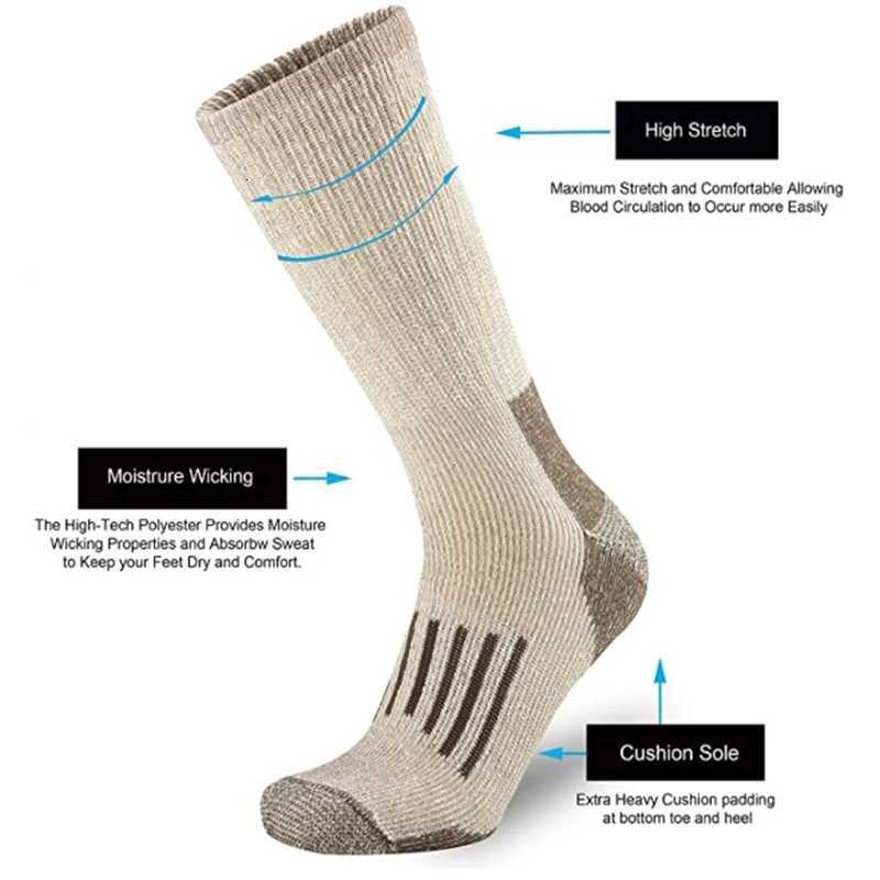 80 Merino Wool Socks For Men Women Thicken Warm Hiking Cushion Crew Socks Merino Wool Sports Socks Moisture Wicking Euro SizeW251011