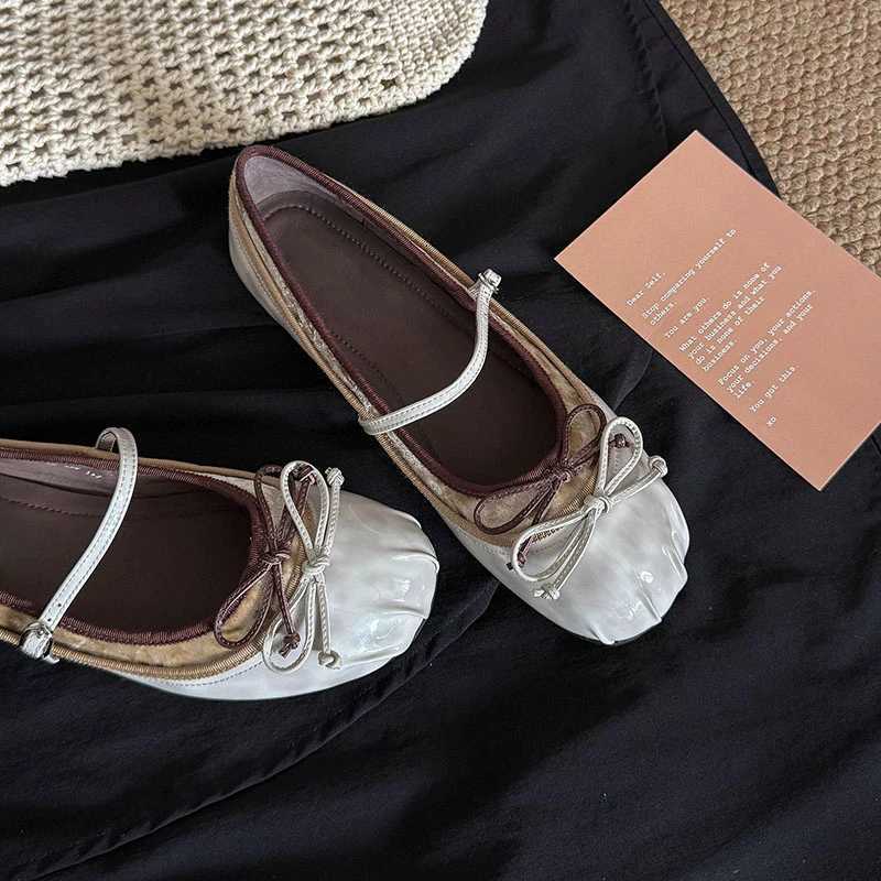 Round Toe Bow One Buckle Strap Mary Jane Shoes Women 2025 New Flat Single ShoesXJ251011