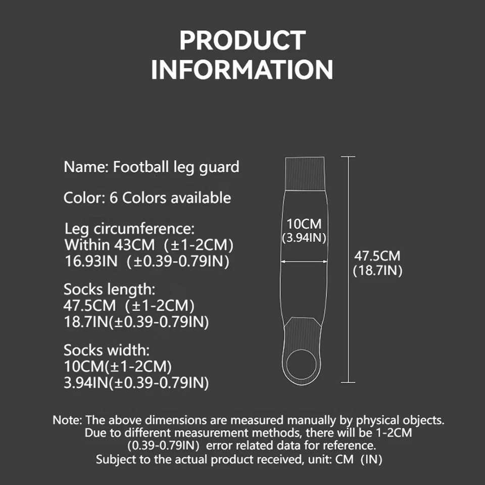 Loogdeel 1Pair Long Heel Soccer Socks Leg Protection Board Covers Anti Friction Calf Shin Guard Pressure Football Socks UnisexW251011