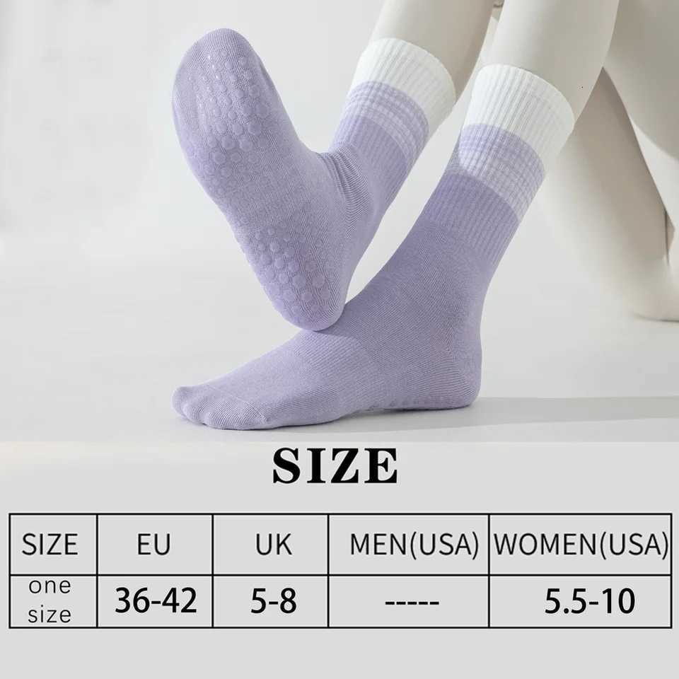 3 Pairs Cotton ANTI SLIP Breathable Mid Calf Yoga Socks Sports Socks Pilates Socks Dance Fitness Training Women Sock EU3642W251011