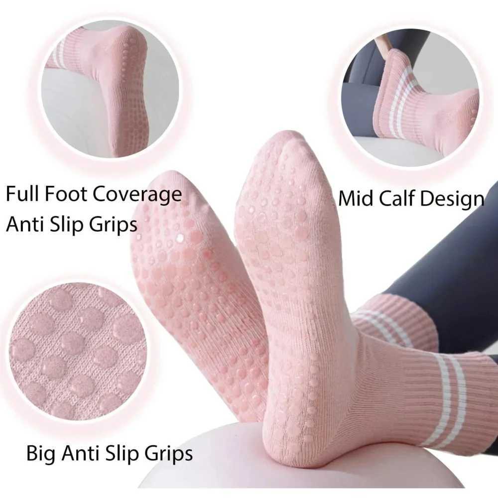 Women Nonslip Yoga Socks Midtube Breathable Pilates Sports Sock Ladies Cotton Fitness Dance Ballet Indoor Floor SocksW251011