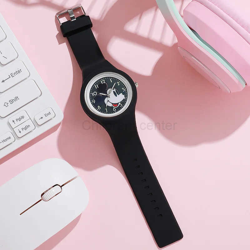 Disney Cute Mickey Mouse Watch Girls Cartoon Minnie Mouse Silicone Children Watch Kids Anime Peripherals Birthday Gifts Boys Toy H251011