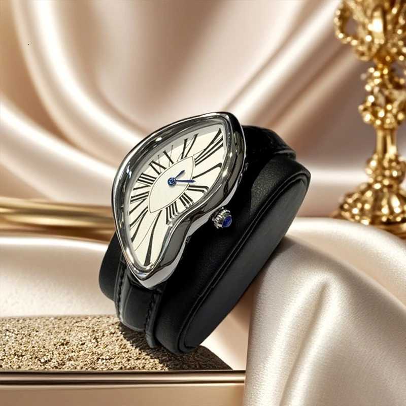 Medieval Retr Watches Alien Watches Melt And Twist Y2k Ladies Men Leather Strap Advanced Quartz Watch Irregular Case Leather Y251011