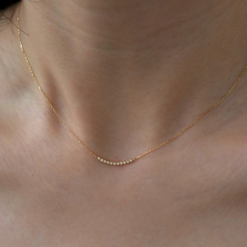 Necklace Fine Jewellery Jewellery 925 Sterling Silver Smile Mini Row Cubic Zirconia 1 Collarbone Chain for Daily Wear Special Occasion Gift High Quali
