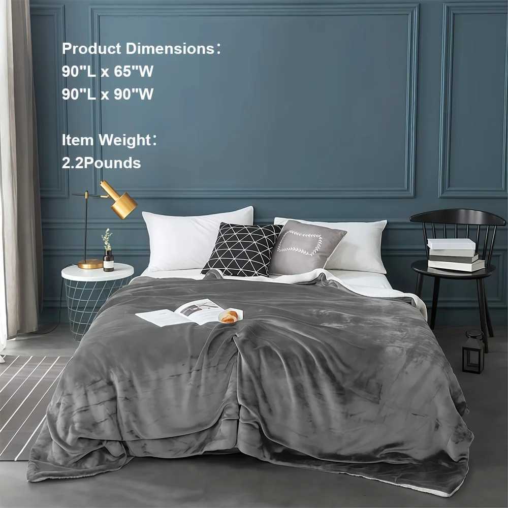 Sherpa Fleece Bed Blanket Twin Size Super Soft Fuzzy Plush Warm Cozy Fluffy Microfiber Couch Throw Velvet Double Reversible 5Lbs C251011