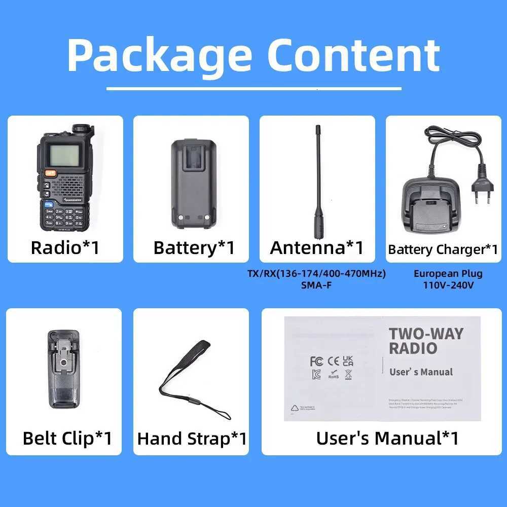 Quansheng UV 5R Plus Walkie Talkie Portable Am Fm Two Way Ra Cmutator VHF Station K5 Receiver Ham Wireless Set Long Range Y251013