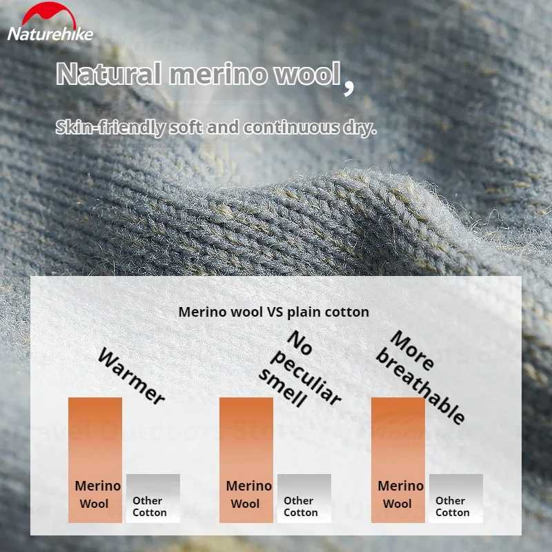 Naturehike Merino Wool Socks Ultralight Warm Thermal Men Womens MidCalf Breathable Outdoor Running Hiking Daily Socks WinterW251011