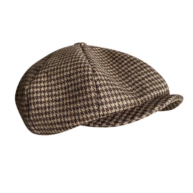 Retro sboy Cap Men Coffee Houndstooth Flat Caps Women Men British Painters Hat Soft Spring Autumn hats Octagonal Cap BLM394 251008