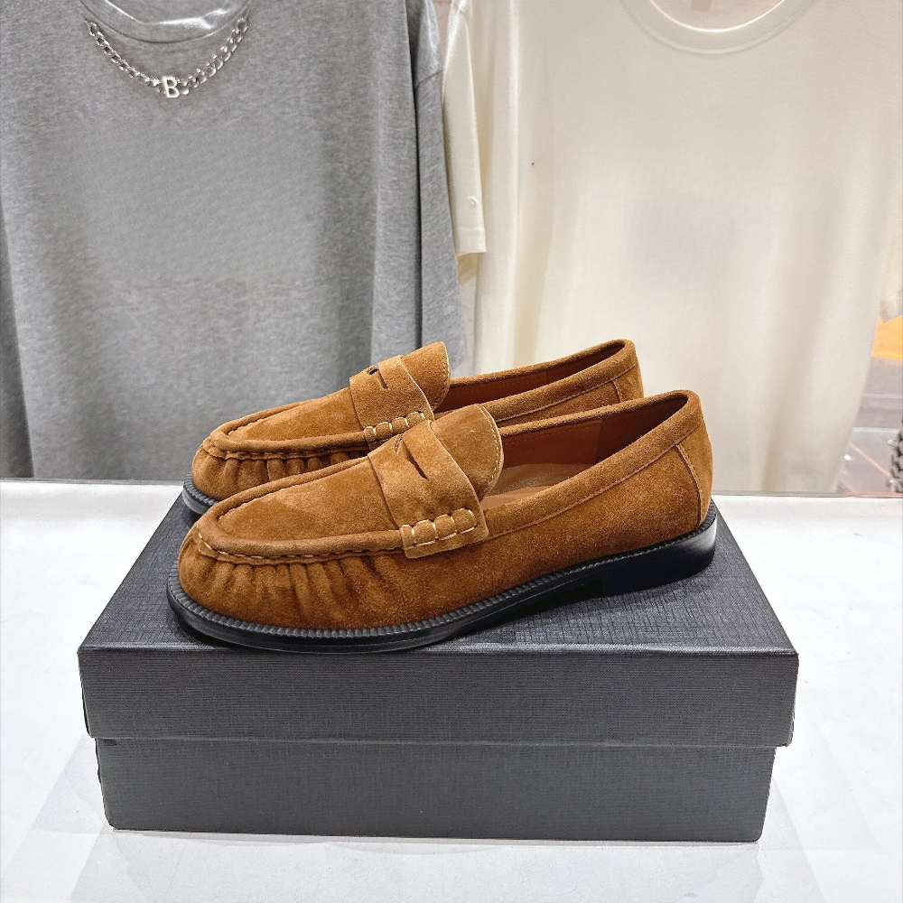 Couple Le Loafer Leather loafers Top quality Women Men slip on round toe suede loafers Luxury designer women slippers Simple ladies dress shoes Flat sandals