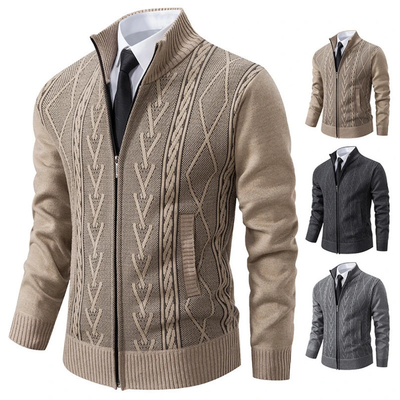 autumn and winter cashmere padded warm casual mens knitted sweater coat 240113