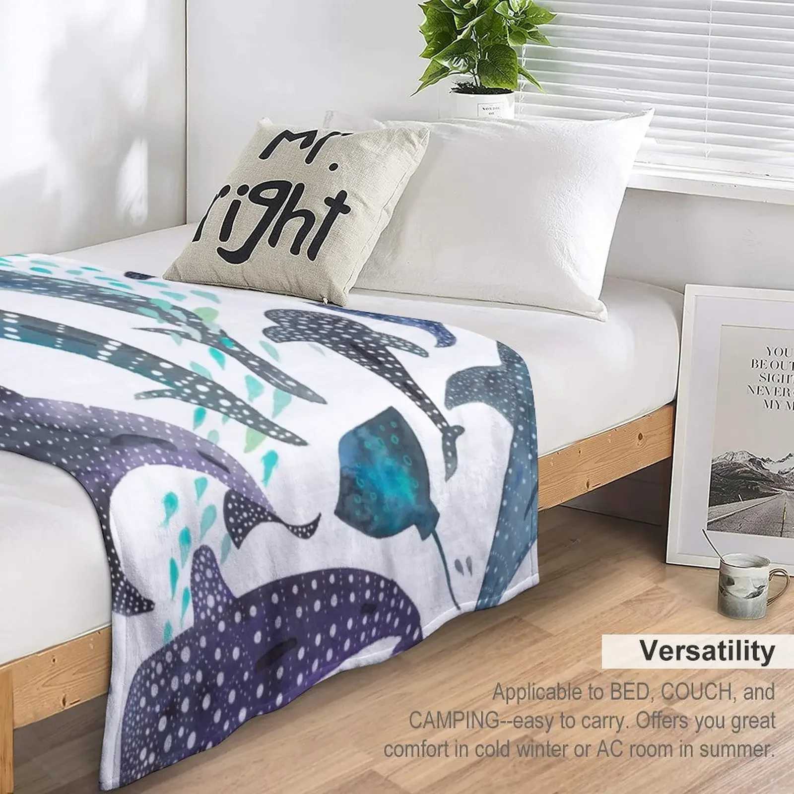 Whale Shark Ray Sea Creature Play Print Throw Blanket Luxury St Blanket Luxury Blanket C251011