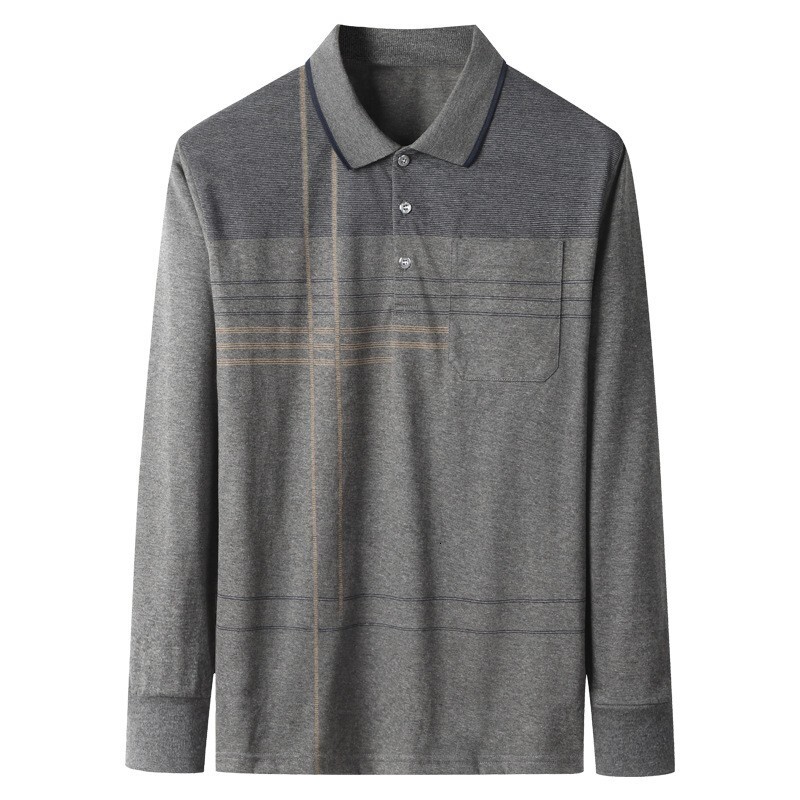 Designer Hoodie Designer Shirt Long Sleeve T-shirt Men's Turn-down Collar Spring And Autumn New Style And Elderly Men's Clothing Grandpa's Autumn Top Polo Shirt