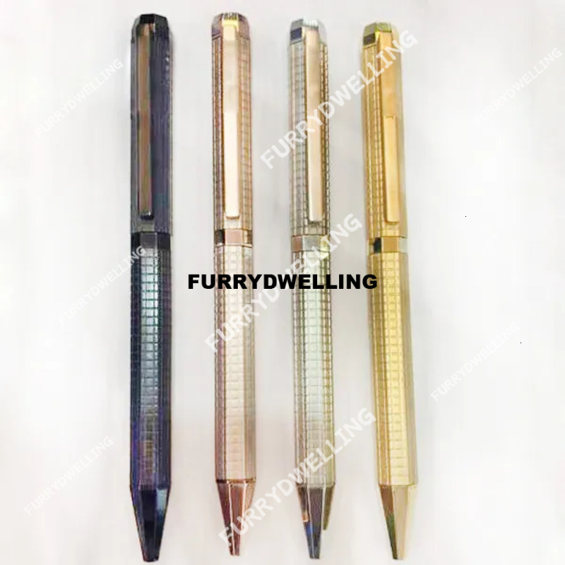 Wholesale Fashion Dwe74 Gift Metal Hexagonal Grid Checkered Red Wood Box Classical Ballpoint Pen For Writing