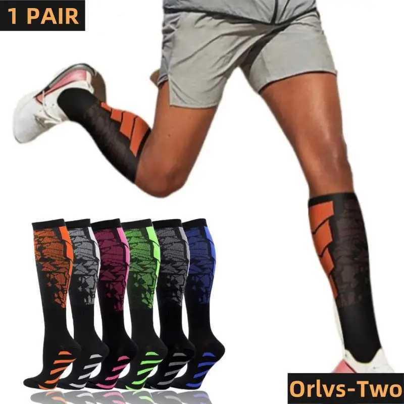1 Pair Sports Compression Socks for Women and Men Calf Support Socks for Running Nurses Flight Pregnancy Circulation AthleticW251011
