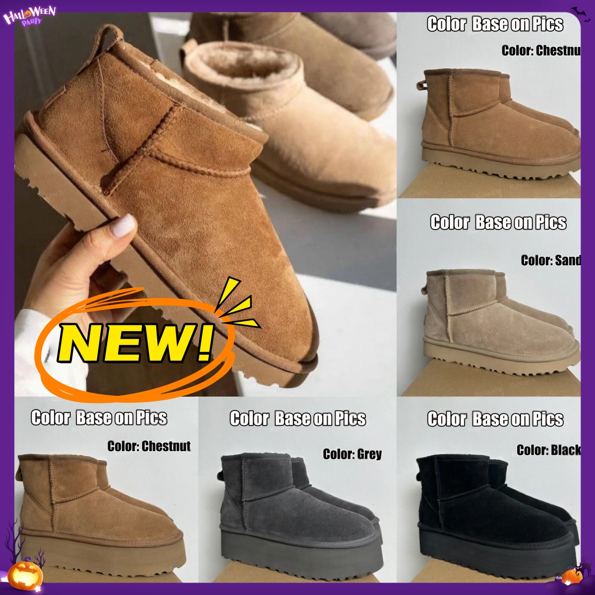 Designer Classic Ultra Mini Boots Snow Micro Boot Platform Short Women Men Fur Sheepskin Tasman Tazz Chestnut Sand Mustard Seed Boot
