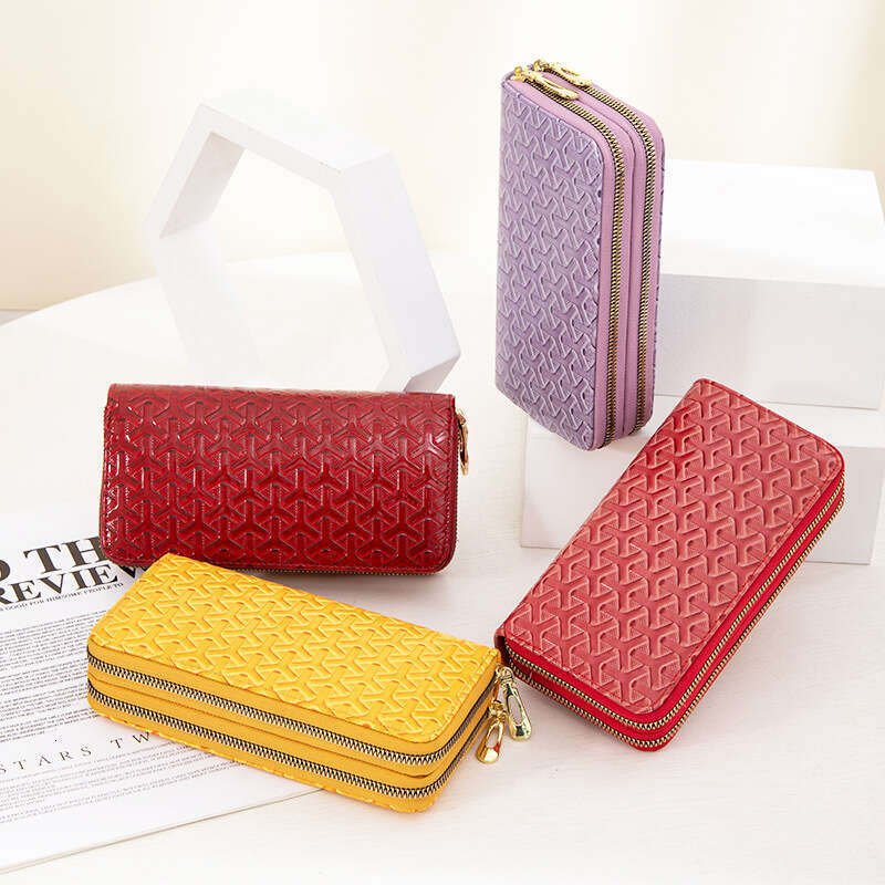 Long Wallet for Women 2025 New Double Zipper Clutch Wrist Strap Large Capacity Patent Leather Phone Bag