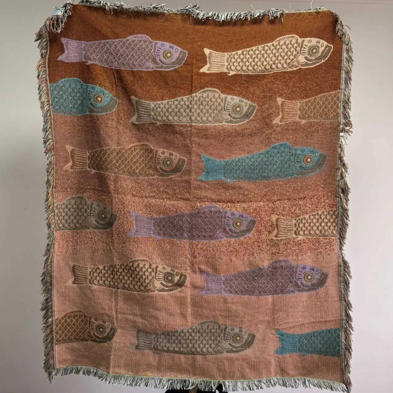 Textile City Ins Modern Simple Koi Fish Pattern Sofa Towel Home Decor Throw Blanket Comfy Soft Carpet Dustproof Blanket C251011