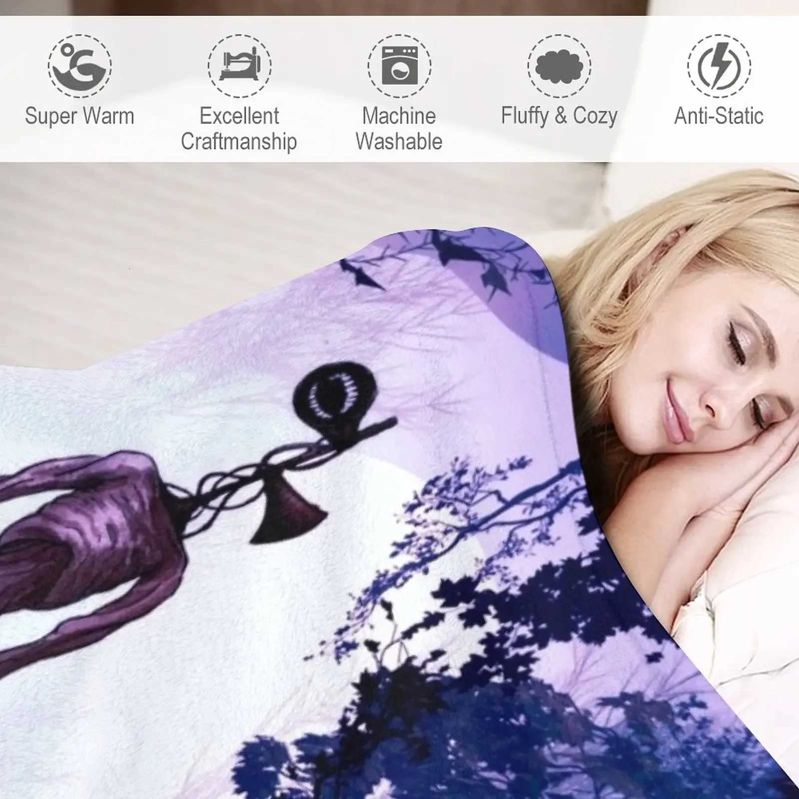 Siren head in purple horror background Throw Blanket fluffy blanket Blanket Sofa Flannel Fabric Thin Blanket C251011
