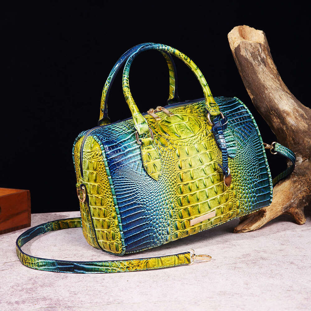 New European and American Cross-Border Handheld Underarm Crossbody Travel Vintage Women's Bag Brahmin Crocodile Pattern