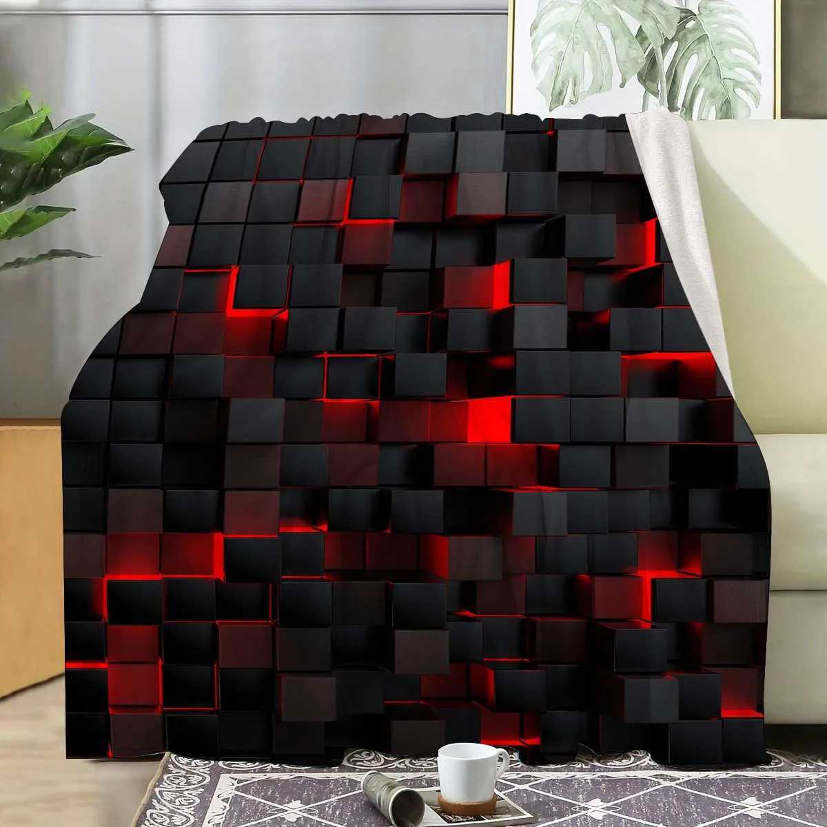 Abstract Geometric Grid Series digitalprinted polyester velvet flannel cover blanket Fleece soft sofa cover blankets for beds C251011