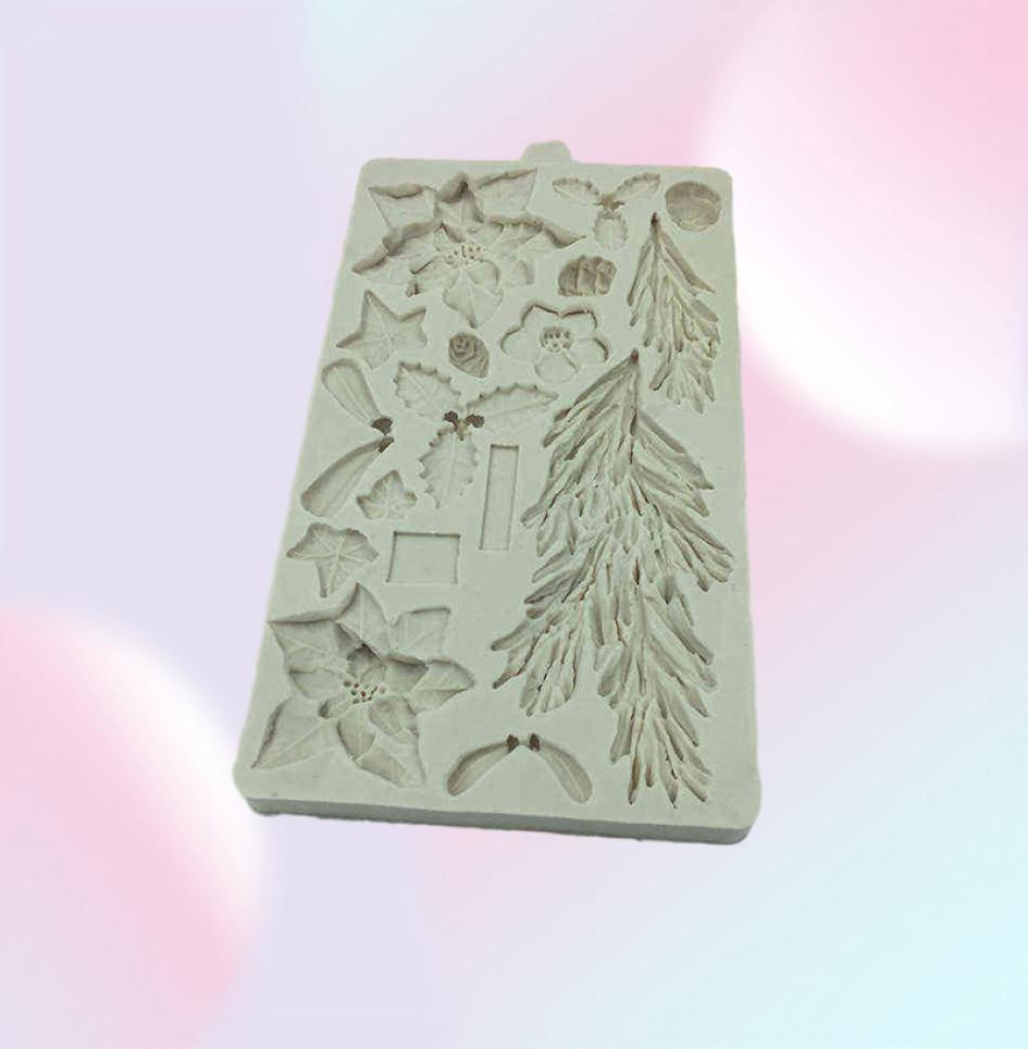 Cake Decorating Tools Fondant Mold Silicone Mold Christmas Flower Pine Branch Silicone Mold Kitchen Baking Tool K062 2201171941591