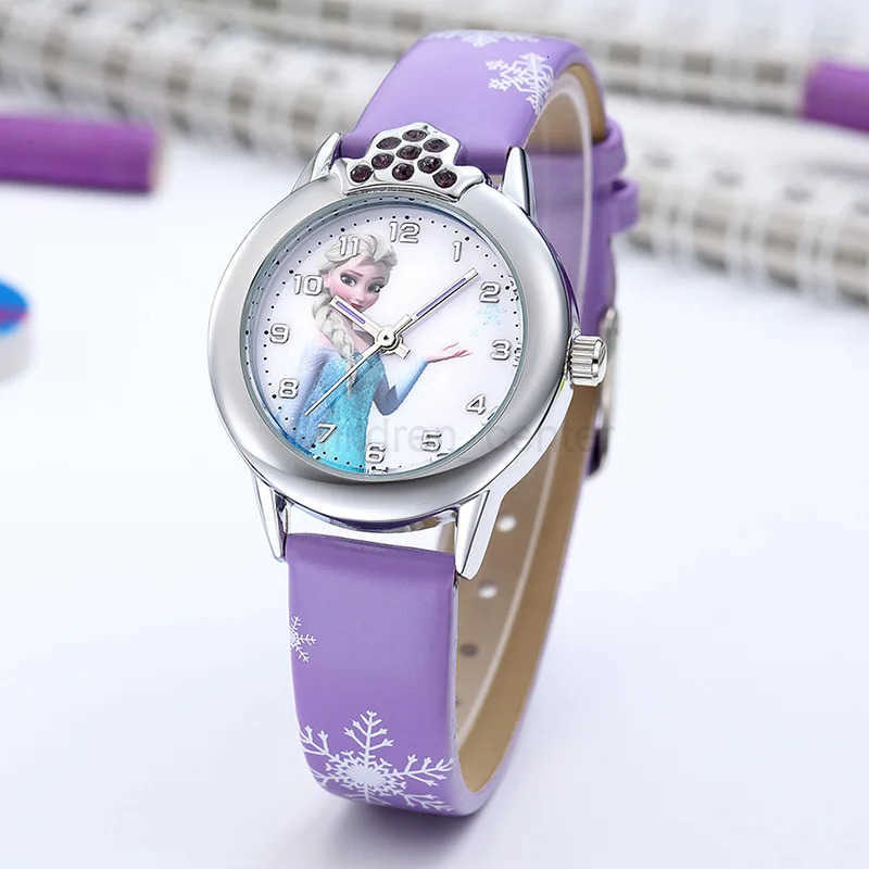 Disney Elsa Watch Girls Elsa Princess Kids Watches Leather Strap Cute Childrens Cartoon Wristwatches Gifts for Kids Girl Frozen Clock H251011